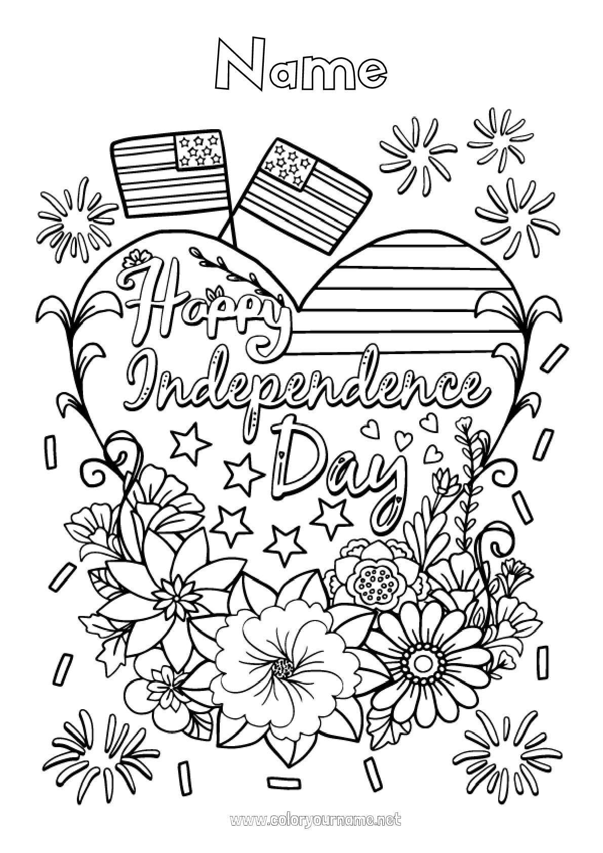 Coloring page No.2381 - Flowers Firework USA