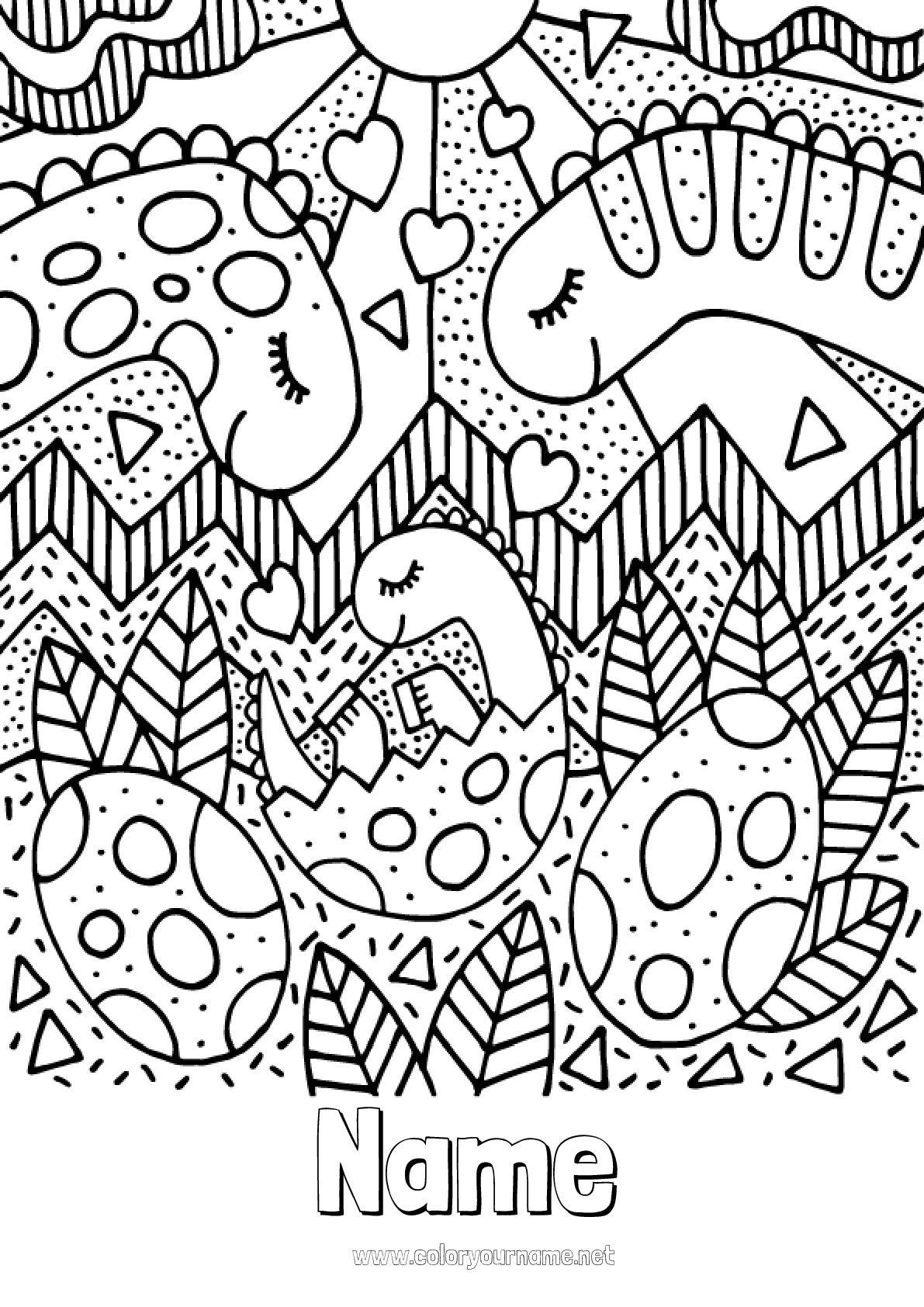 Coloring Page No.2393 - Dad Mum Dinosaurs