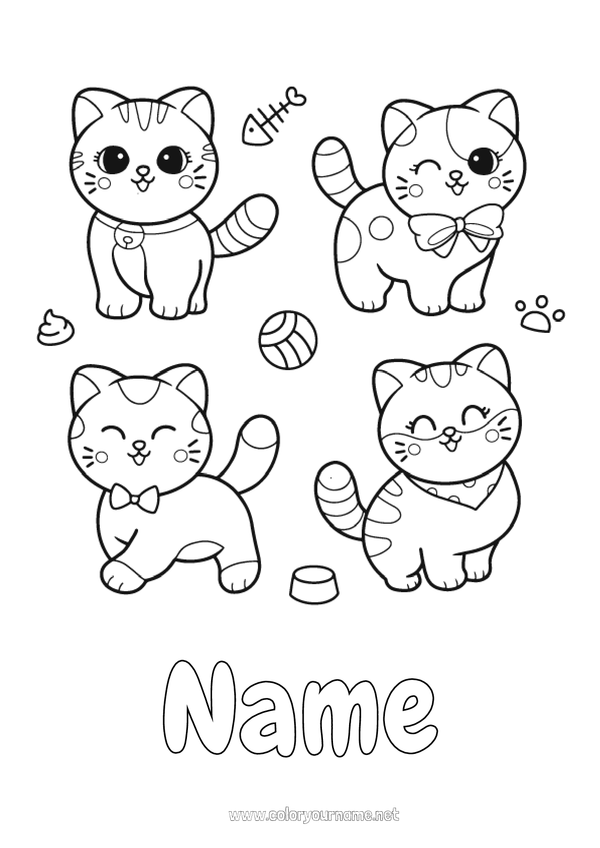 Coloring page No.2526 - Cute Cat Kawaii