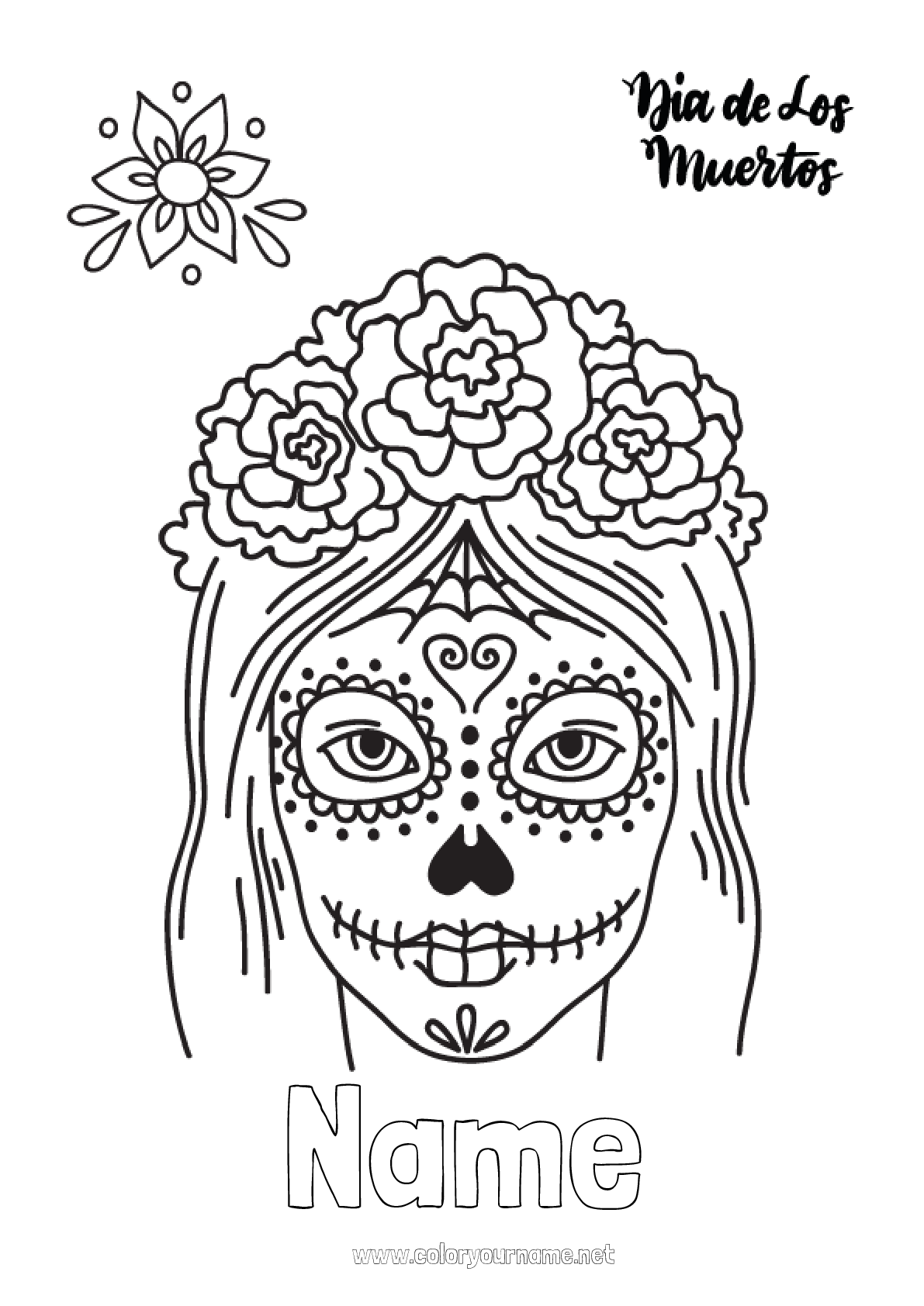 Coloring page No.240 - Skull Día de los Muertos