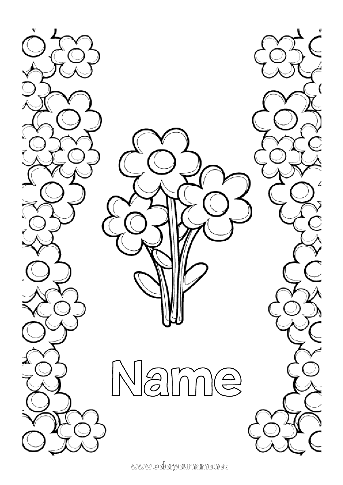 Coloring page No.2531 - Flowers Nanny Congratulations