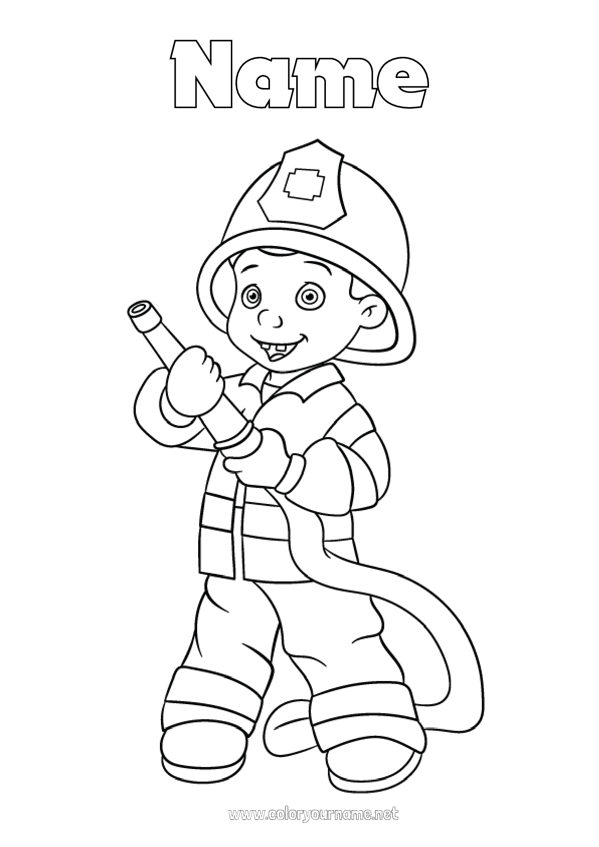 Coloring page No.2618 - Fancy dress Boy Fireman firefighter