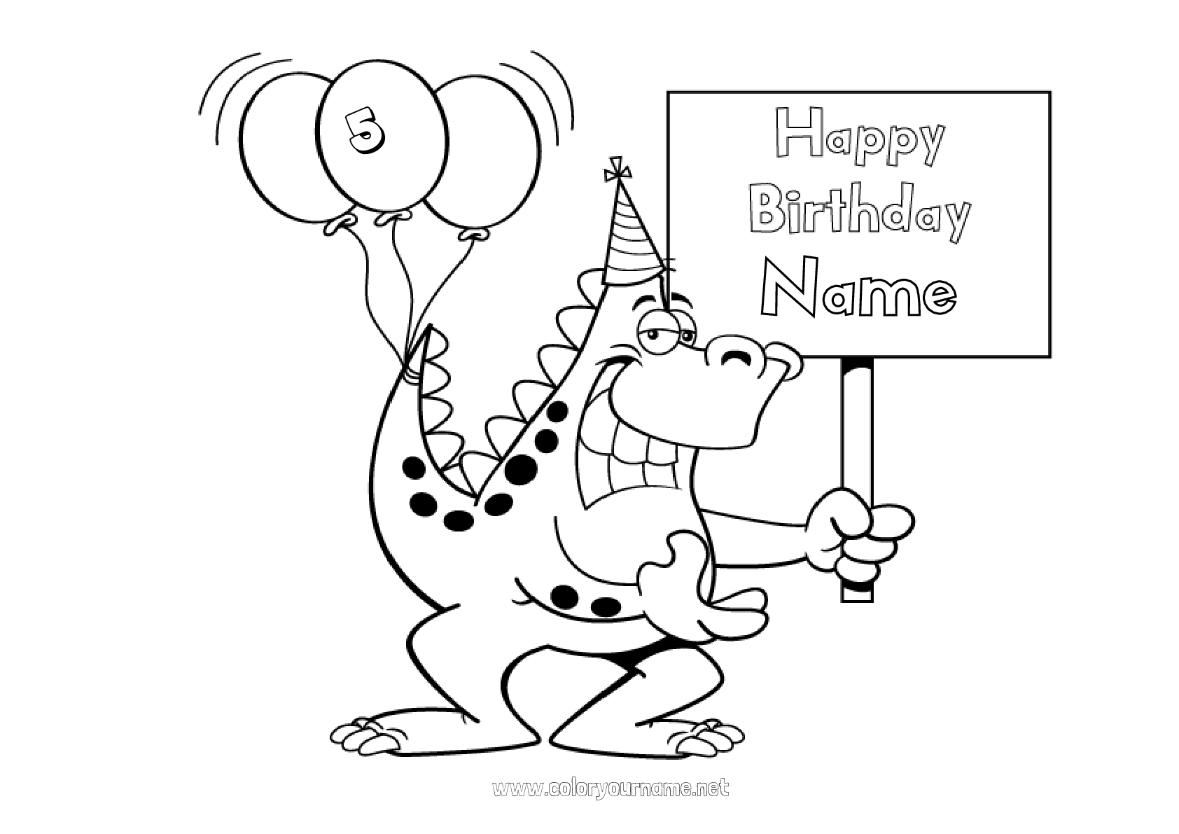 Coloring page No.2635 - Monster Birthday Balloons