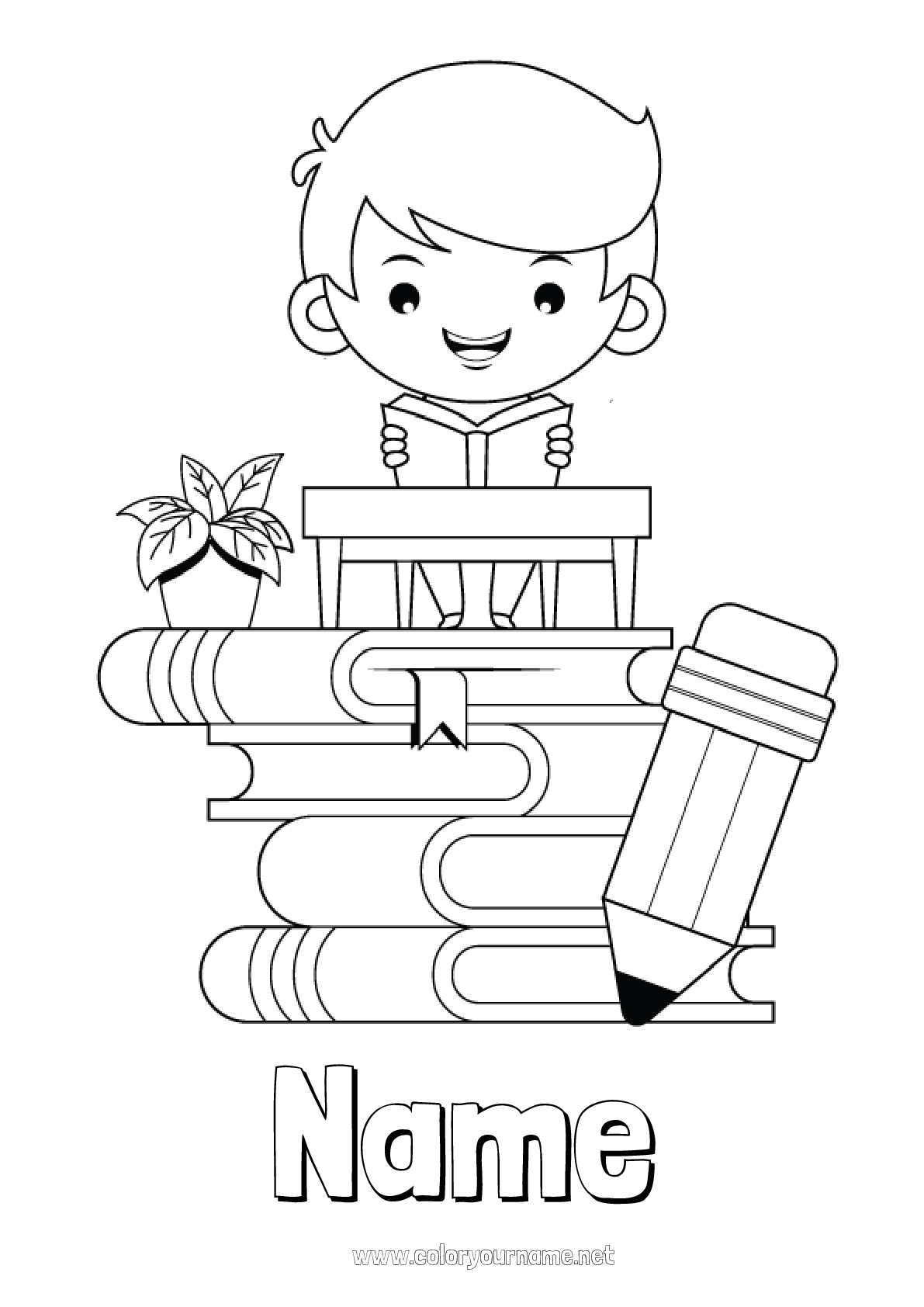 Coloring page No.2657 - Boy Book Reading