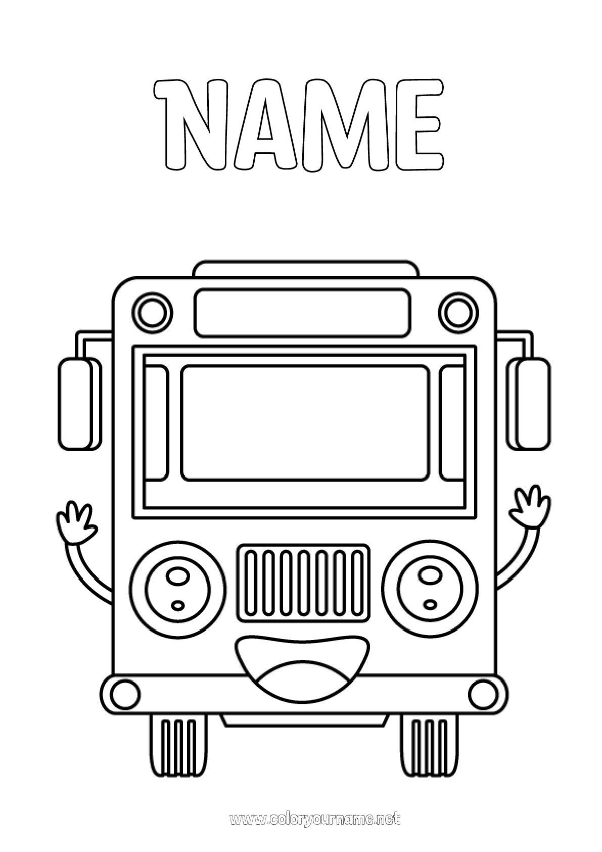coach bus colouring page