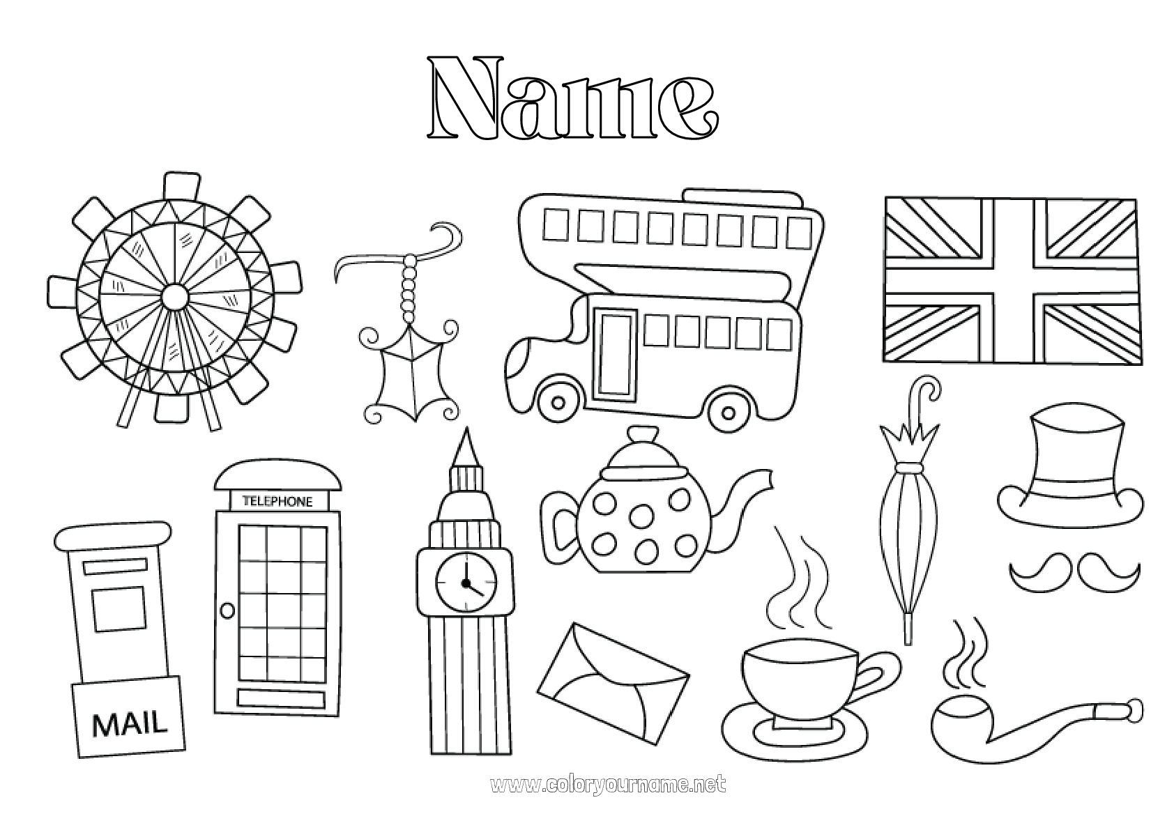 Coloring page No.2712 - London United Kingdom Flag