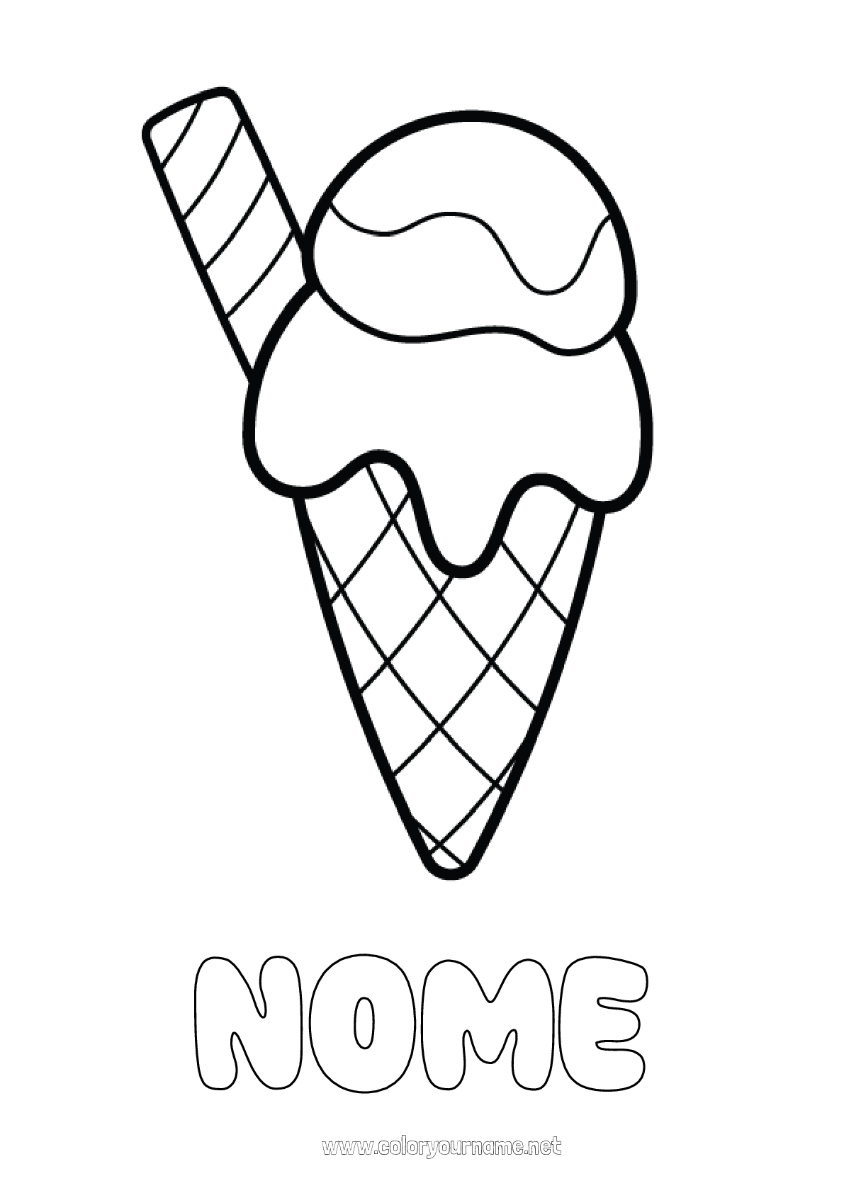 Desenho de cup cake de sobremesas de unicórnio e sorvete para colorir