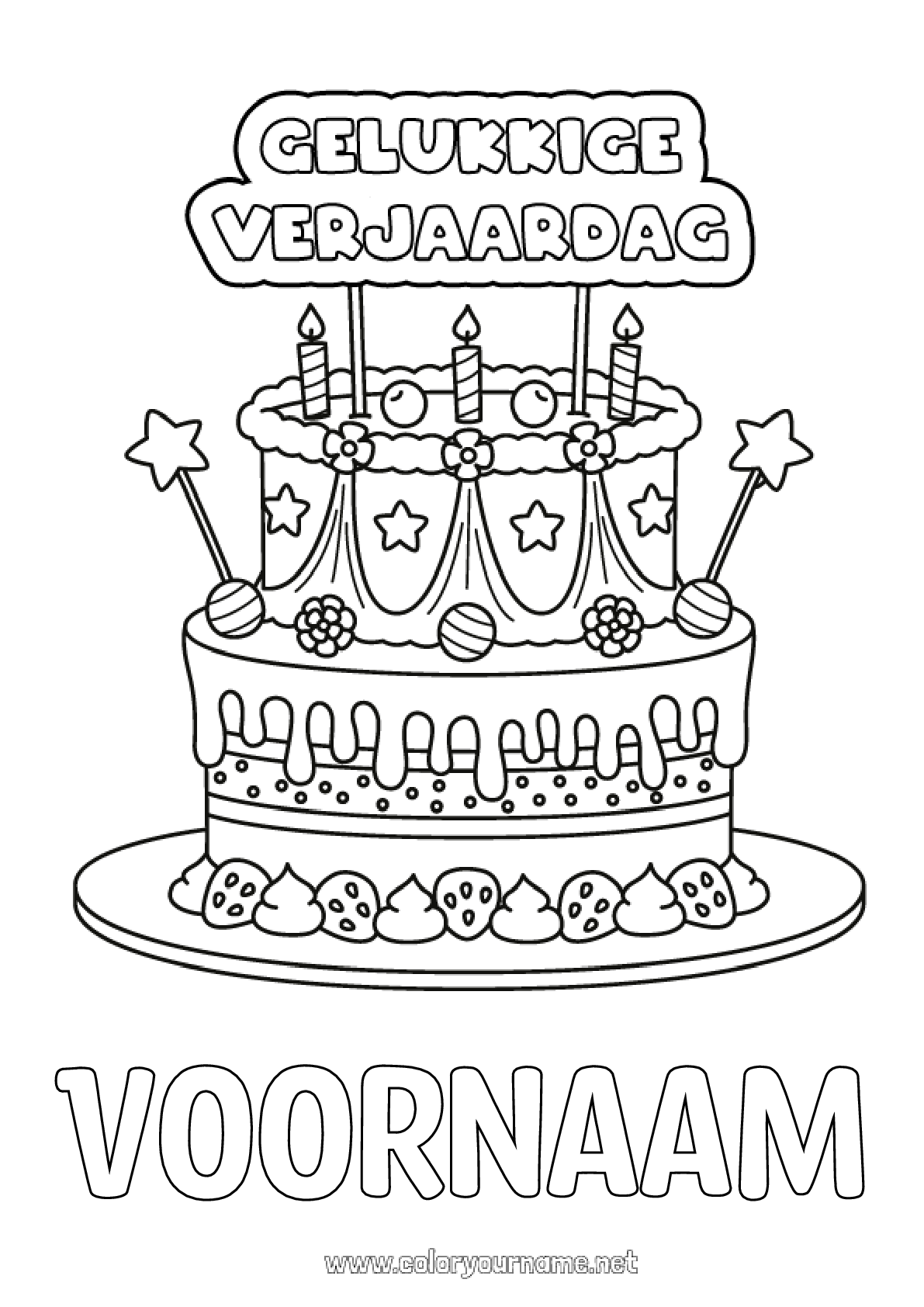 Kleurplaat Nr 2794 Kaars Taart Verjaardag