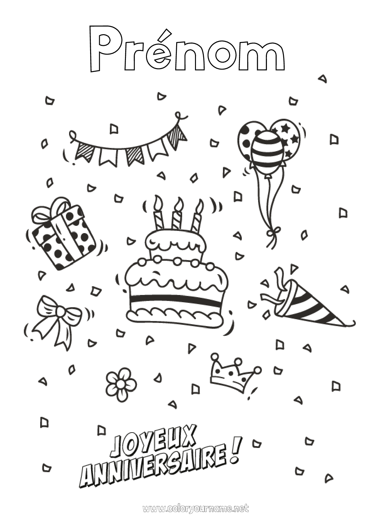 Coloriage N 2 Gateau Cadeaux Anniversaire