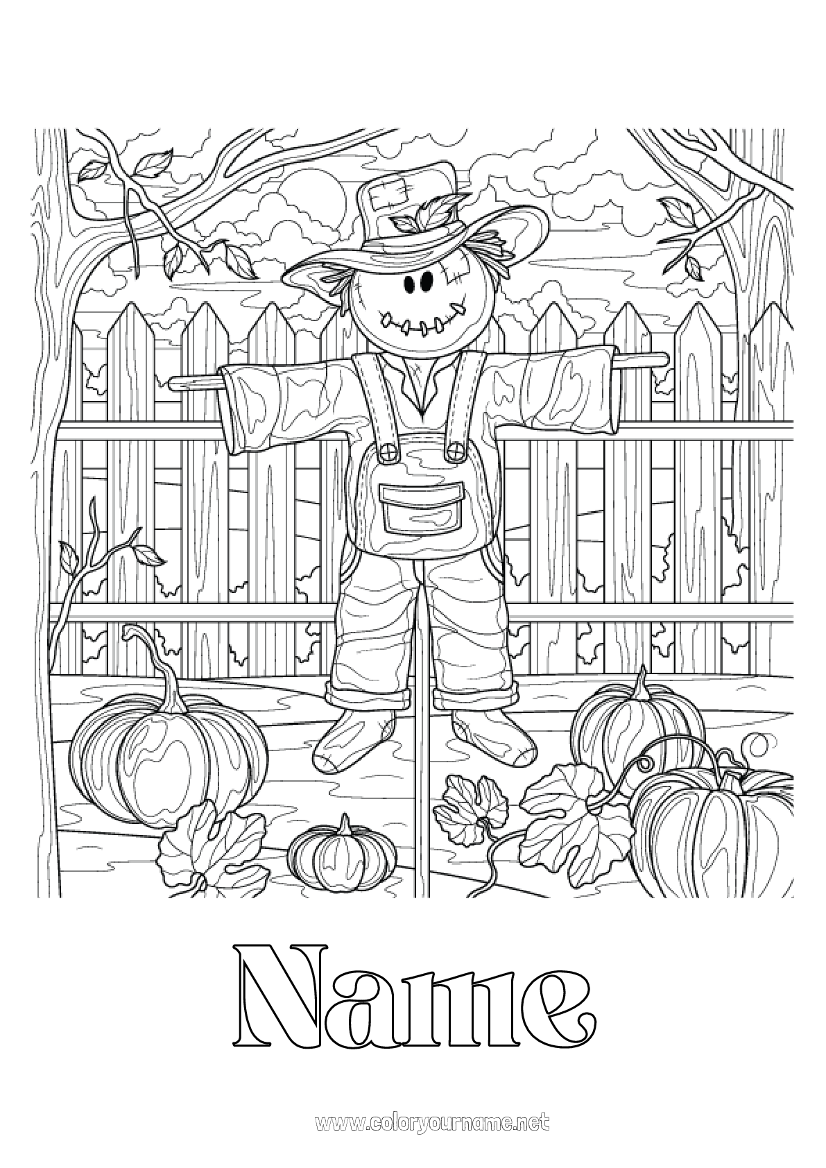 free scarecrow coloring pages
