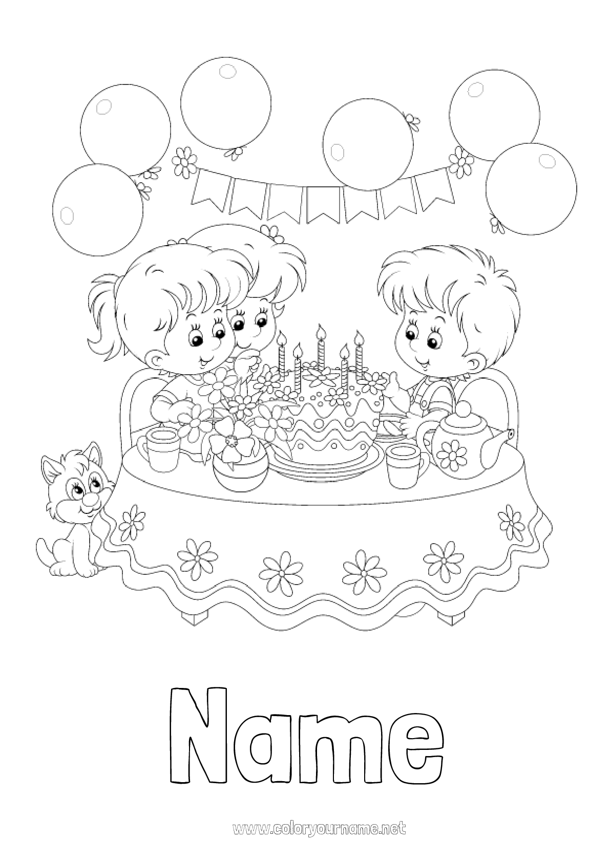 Coloring page No.283 - Cake Birthday Party