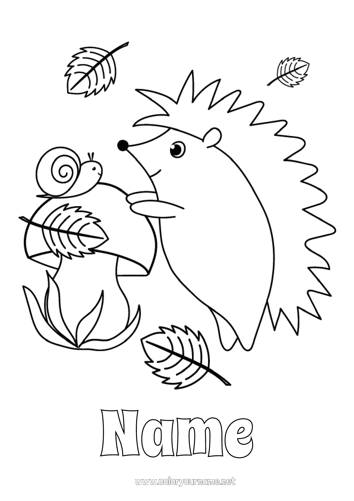 Coloring page No.2852 - Hedgehog Autumn Animal