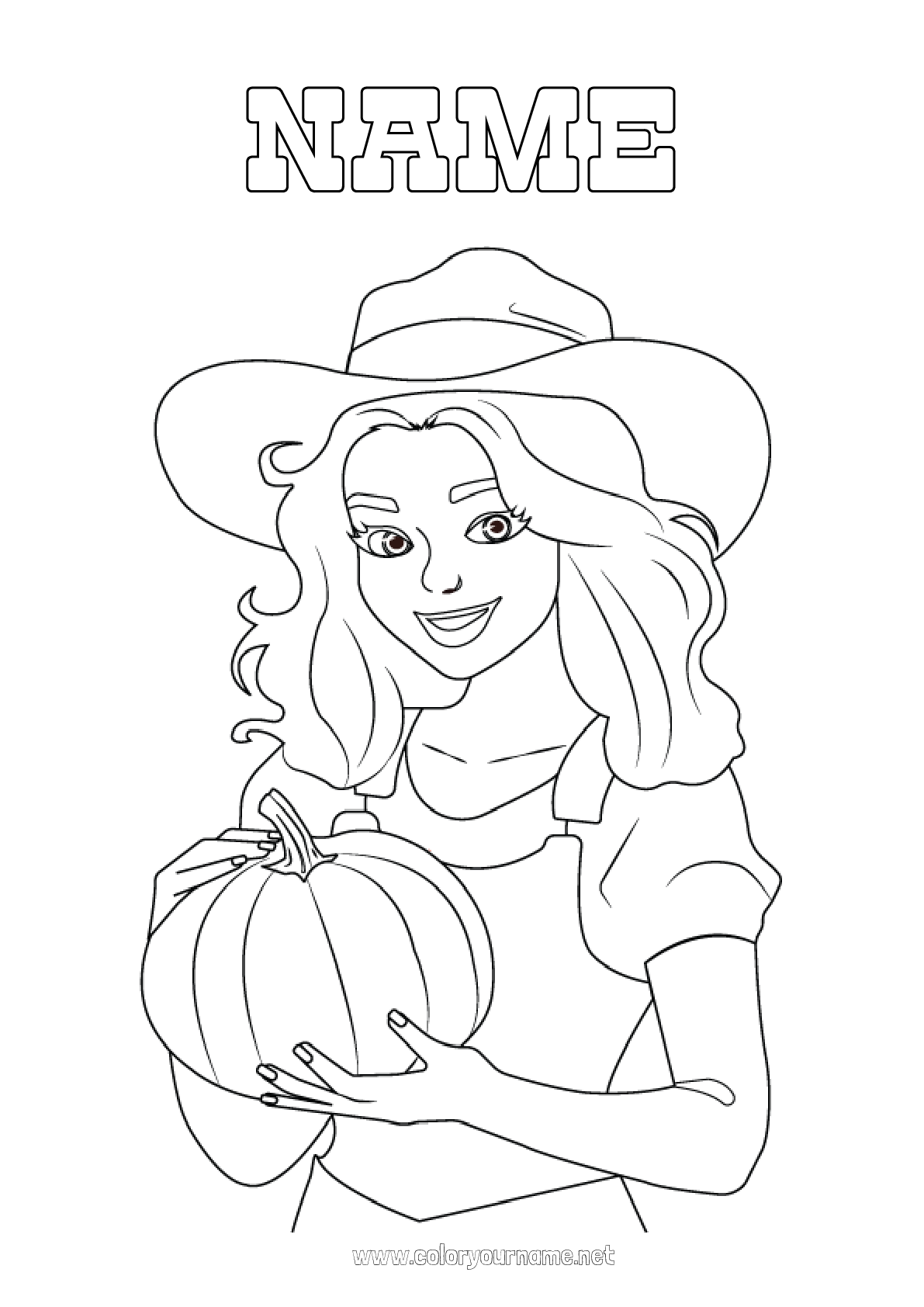 Girl Holding Pumpkin Coloring Page {FREE Printable} – The Art Kit