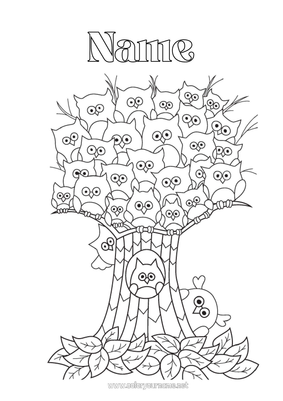 Coloring page No.2918 - Owl Animal Tree