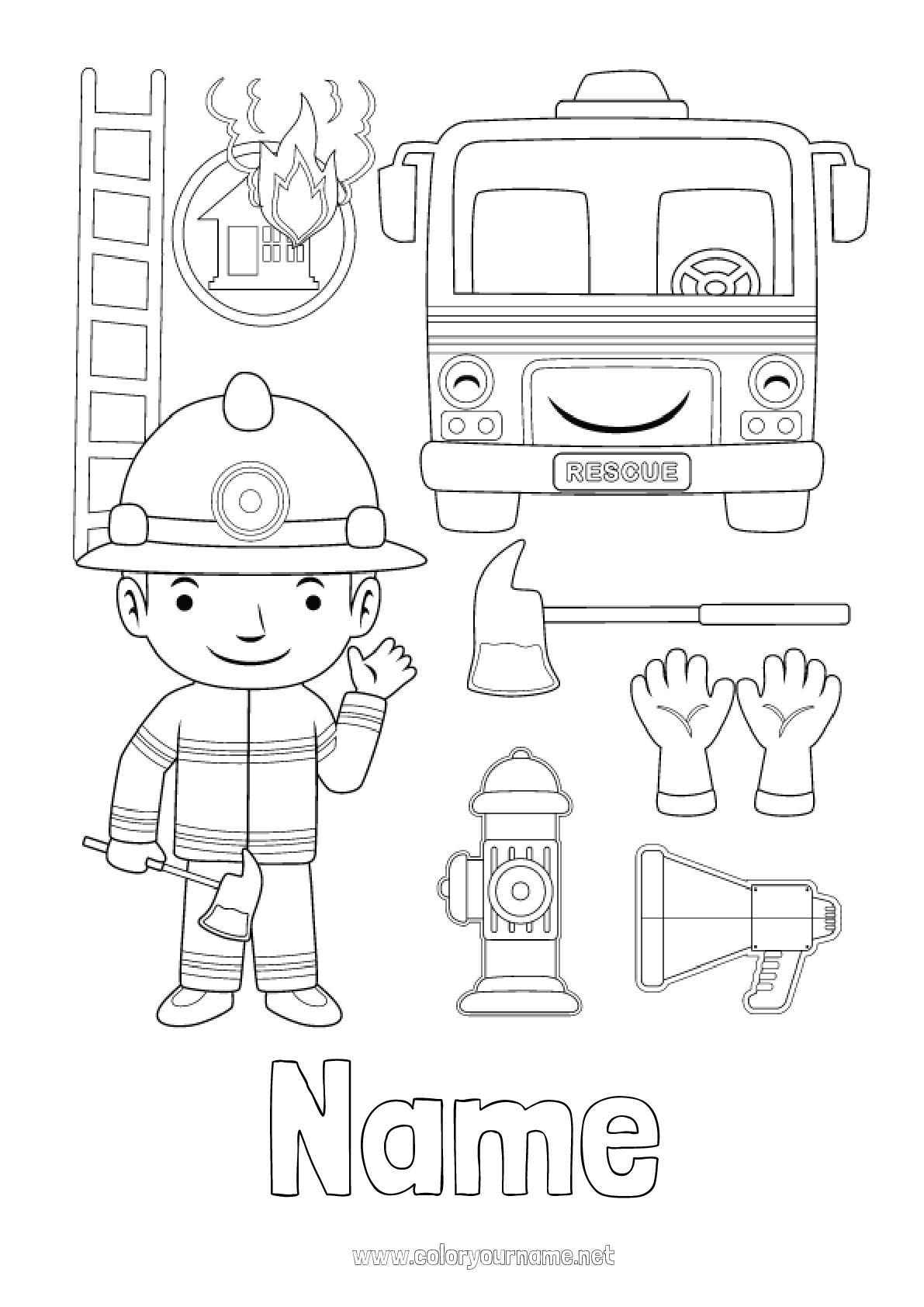 fireman axe coloring pages