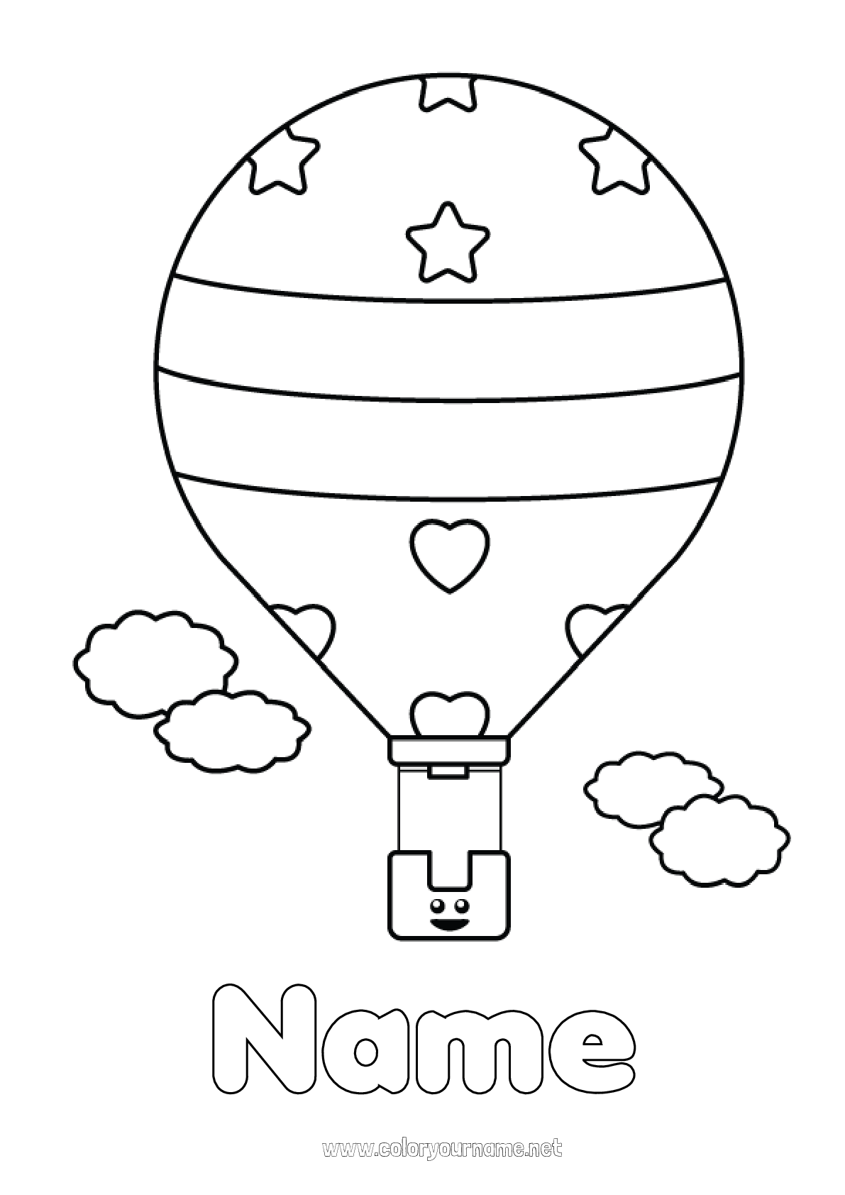 Coloring page No.2998 - Vehicles Hot air balloon Easy coloring pages