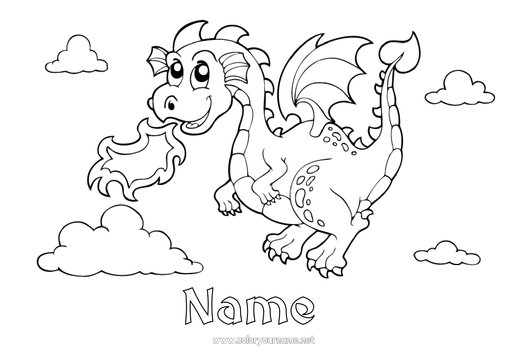 Coloring page No.3031 - Dragon Animal Fairy tale