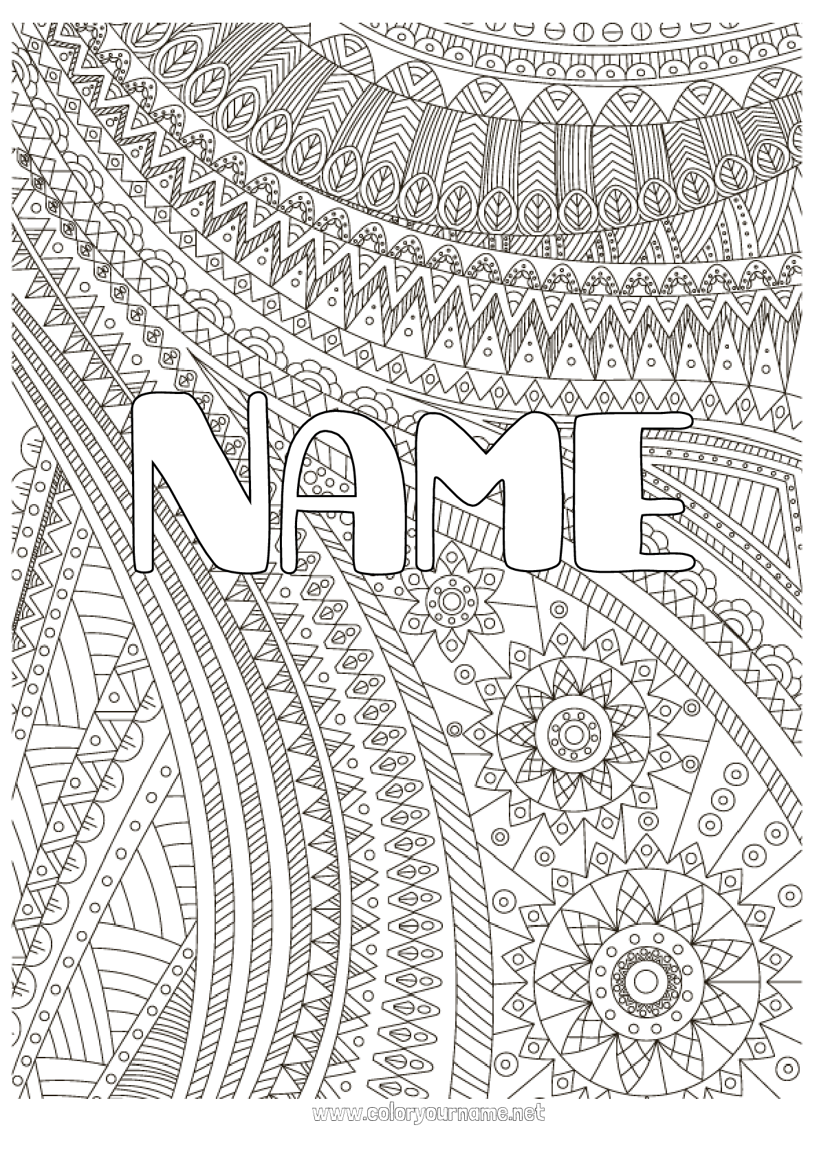 Coloring page No.3126 - Decorated name Complex coloring pages Zentangle