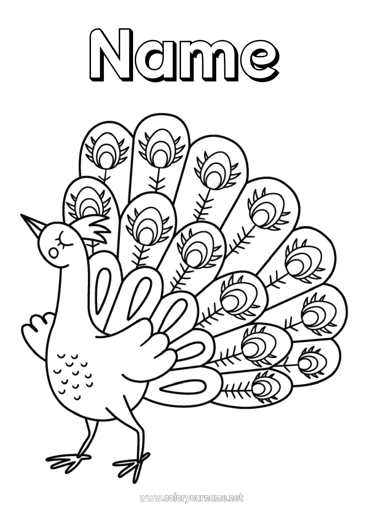 Coloring page No.3143 - Animal Peacock Flying birds and mammals