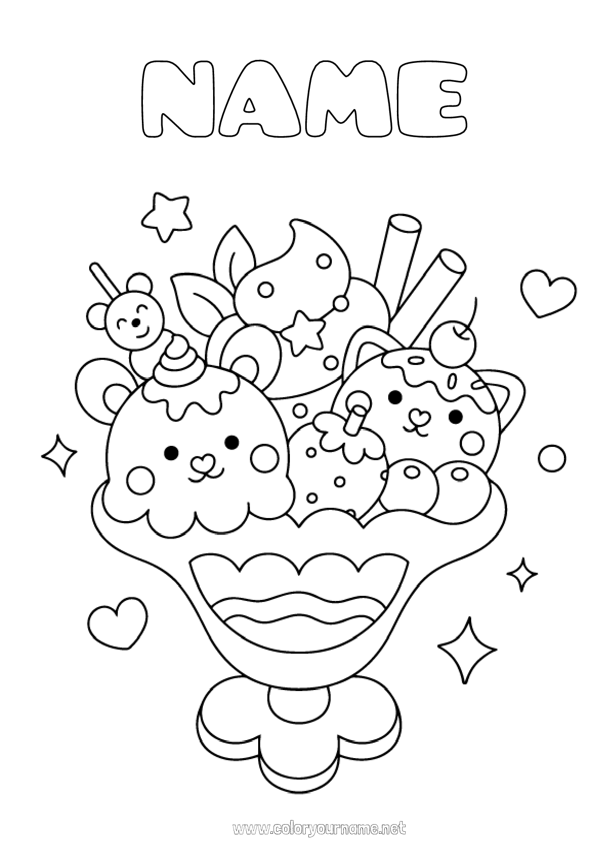 Coloring page No.3146 - Kawaii Treats Ice cream