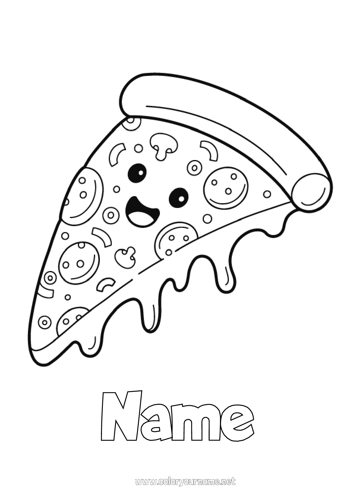 Coloring page No.3214 - Kawaii Food Pizza