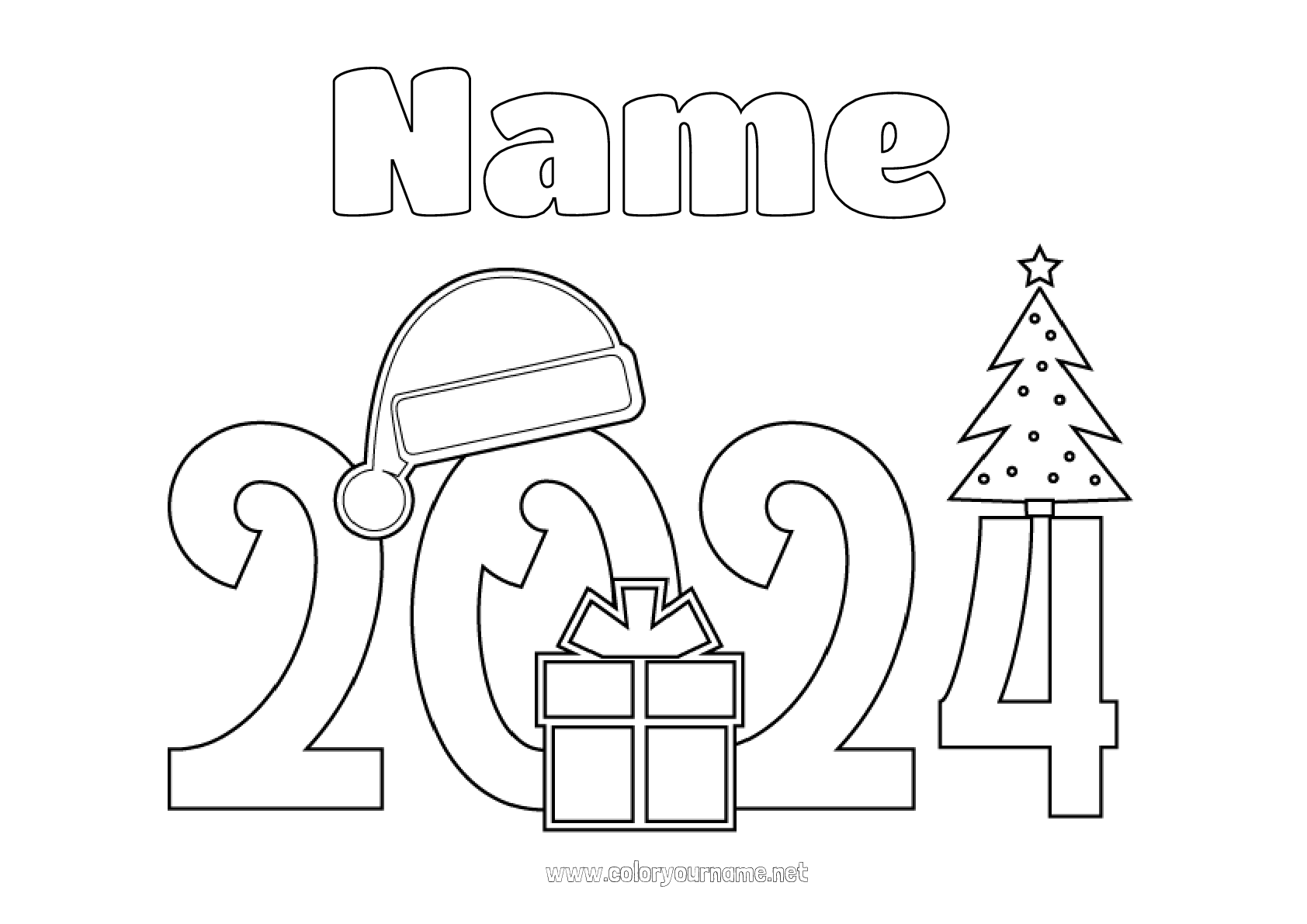 Coloring Page No 3215 Christmas Happy New Year 2024   Moncoloriage 3215 Name 2 