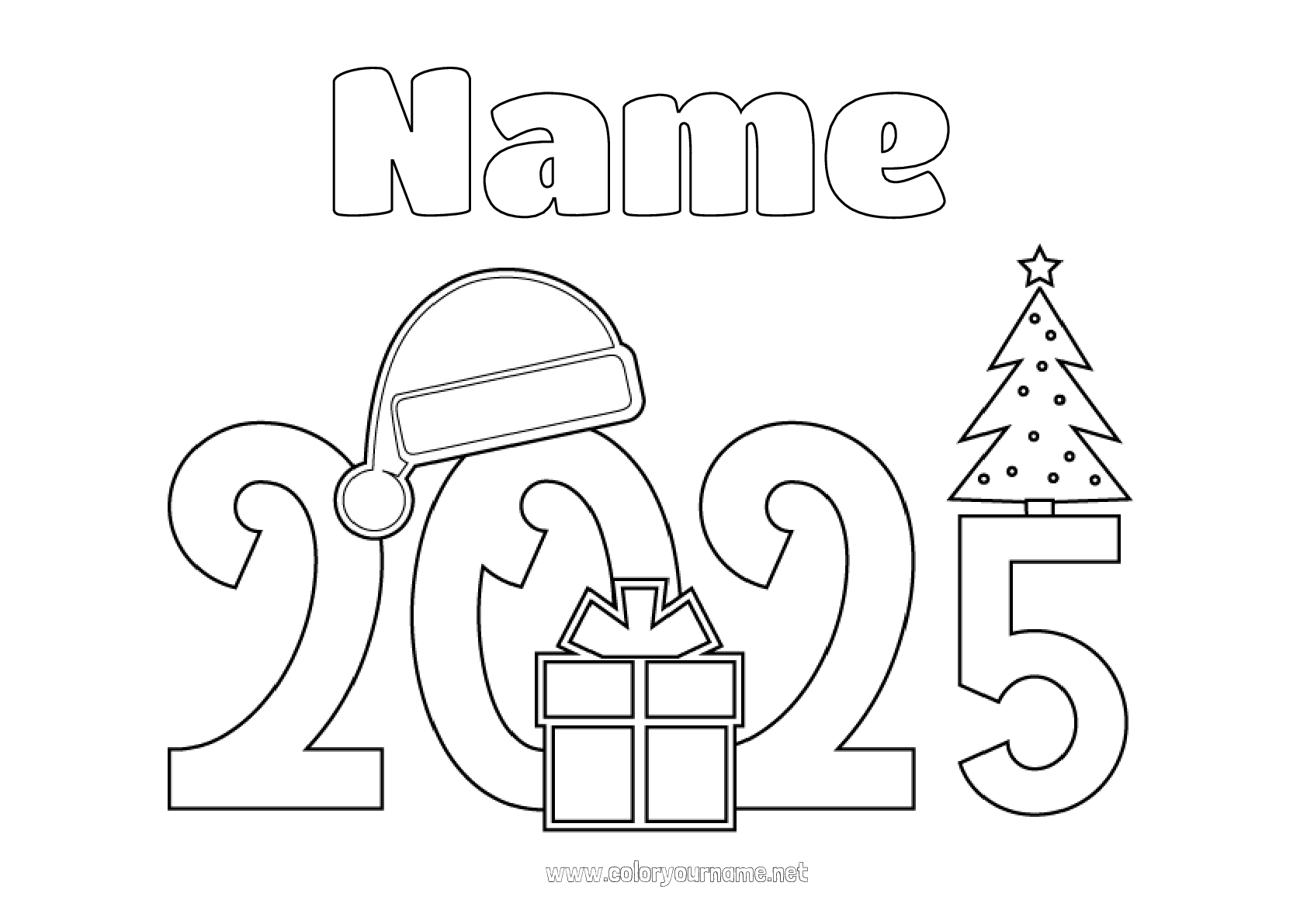 Coloring page No.3216 Christmas Happy new year 2025