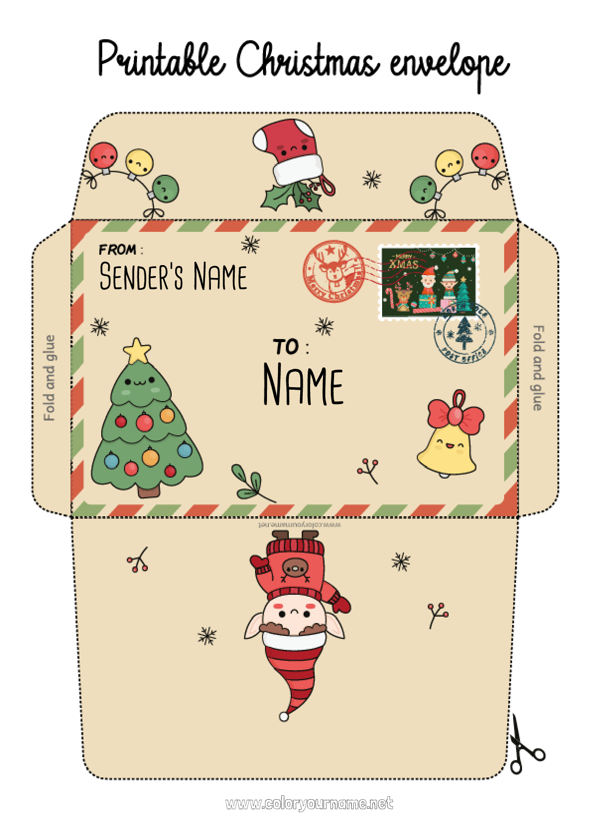 Coloring page No.3259 - Christmas tree Christmas elves Christmas