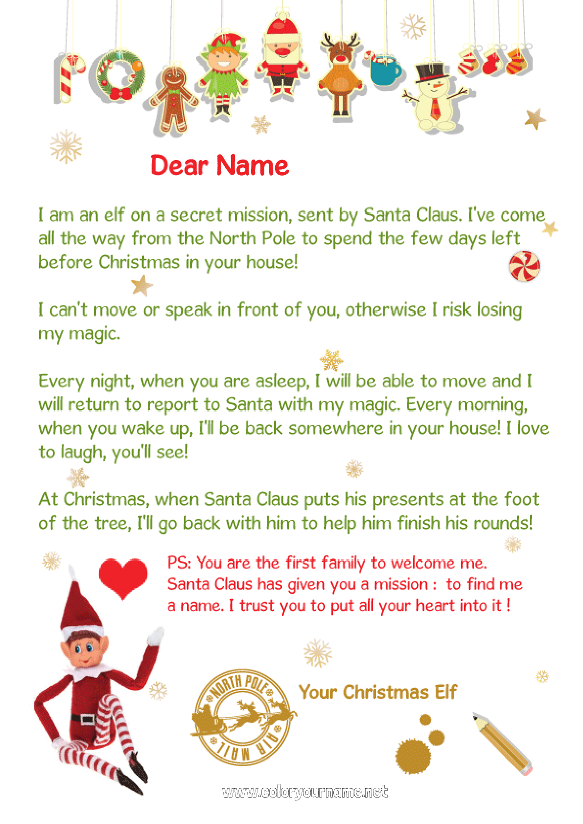 Coloring page No.327 - Christmas elves Christmas Letters from prankster ...