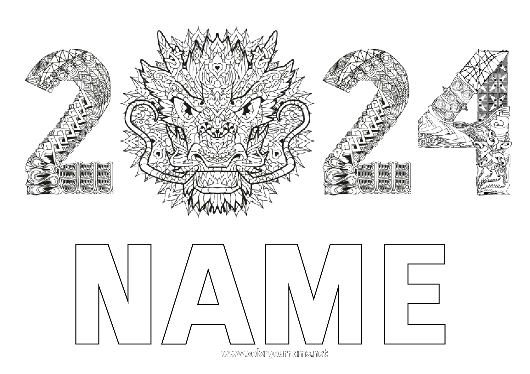 Coloring Page No 3343 Dragon Chinese New Year Complex Coloring Pages   Moncoloriage 3343 Name 2 