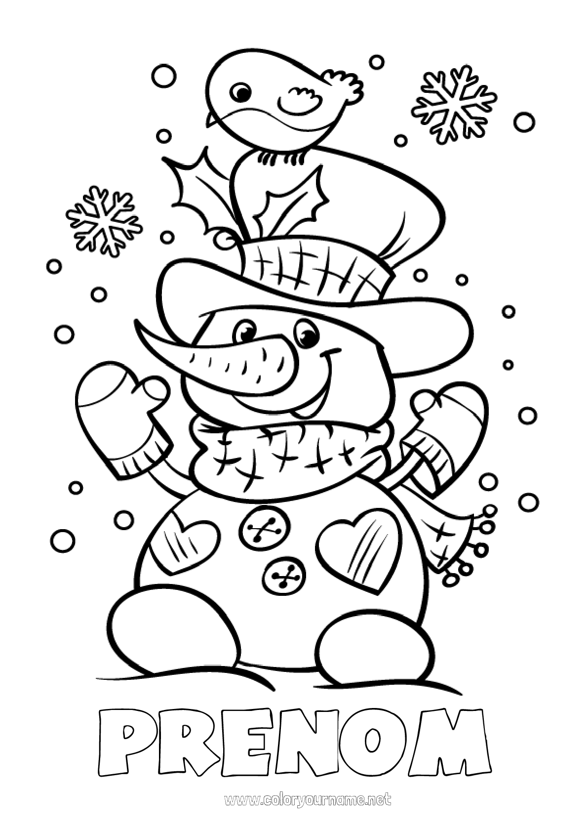 Coloriage n°541 - Hiver Bonhomme de neige