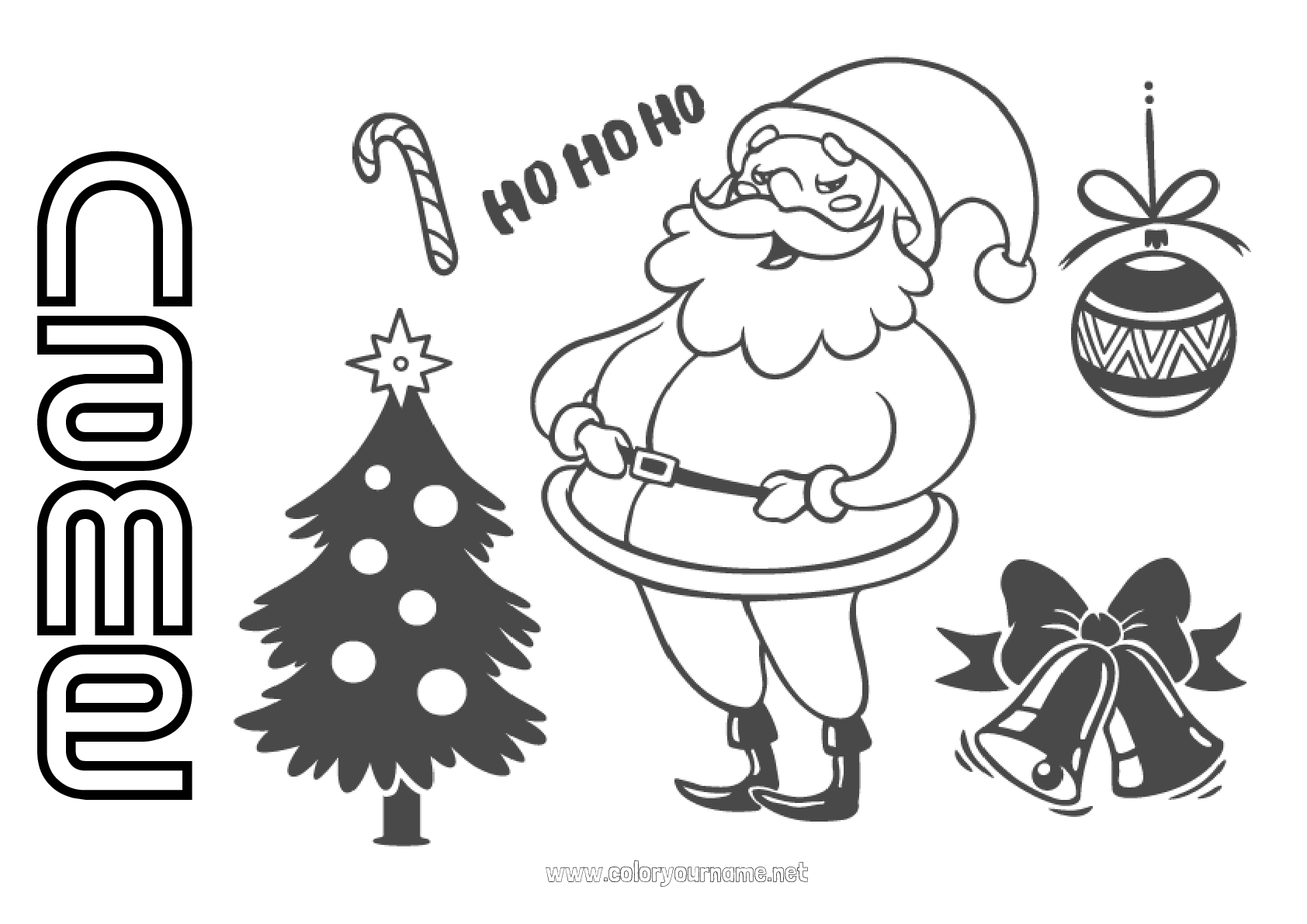 santa claus and christmas tree coloring pages