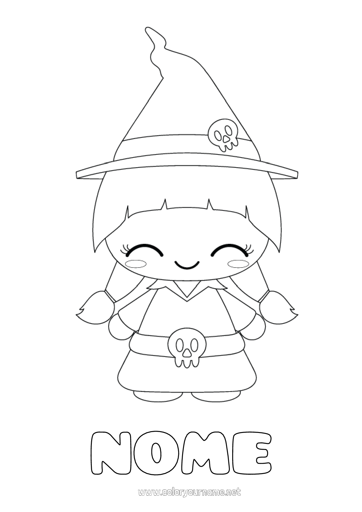 Bruxinha kawaii para colorir - Imprimir Desenhos