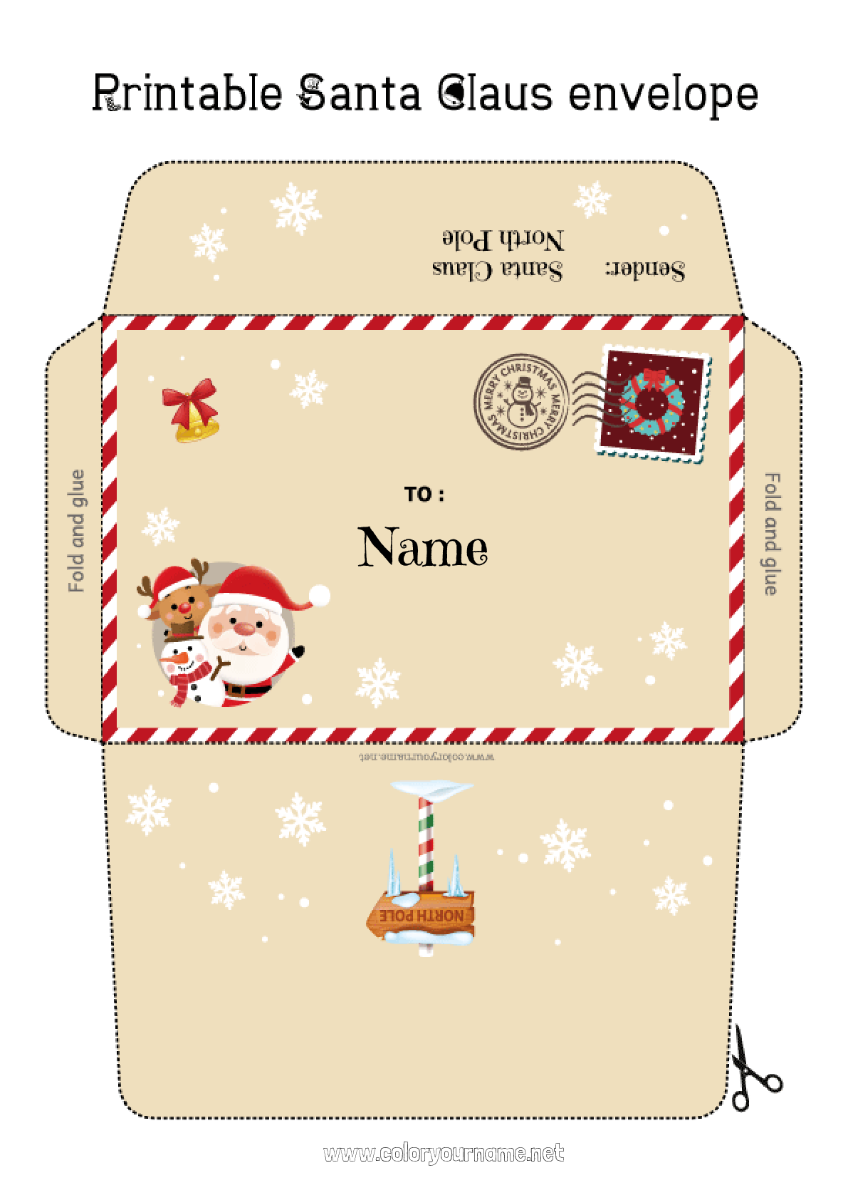 Coloring page No.3421 - Santa Claus Christmas Envelope