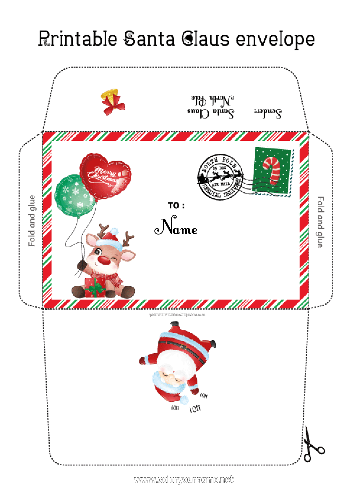 Coloring page No.3422 - Santa Claus Christmas Envelope