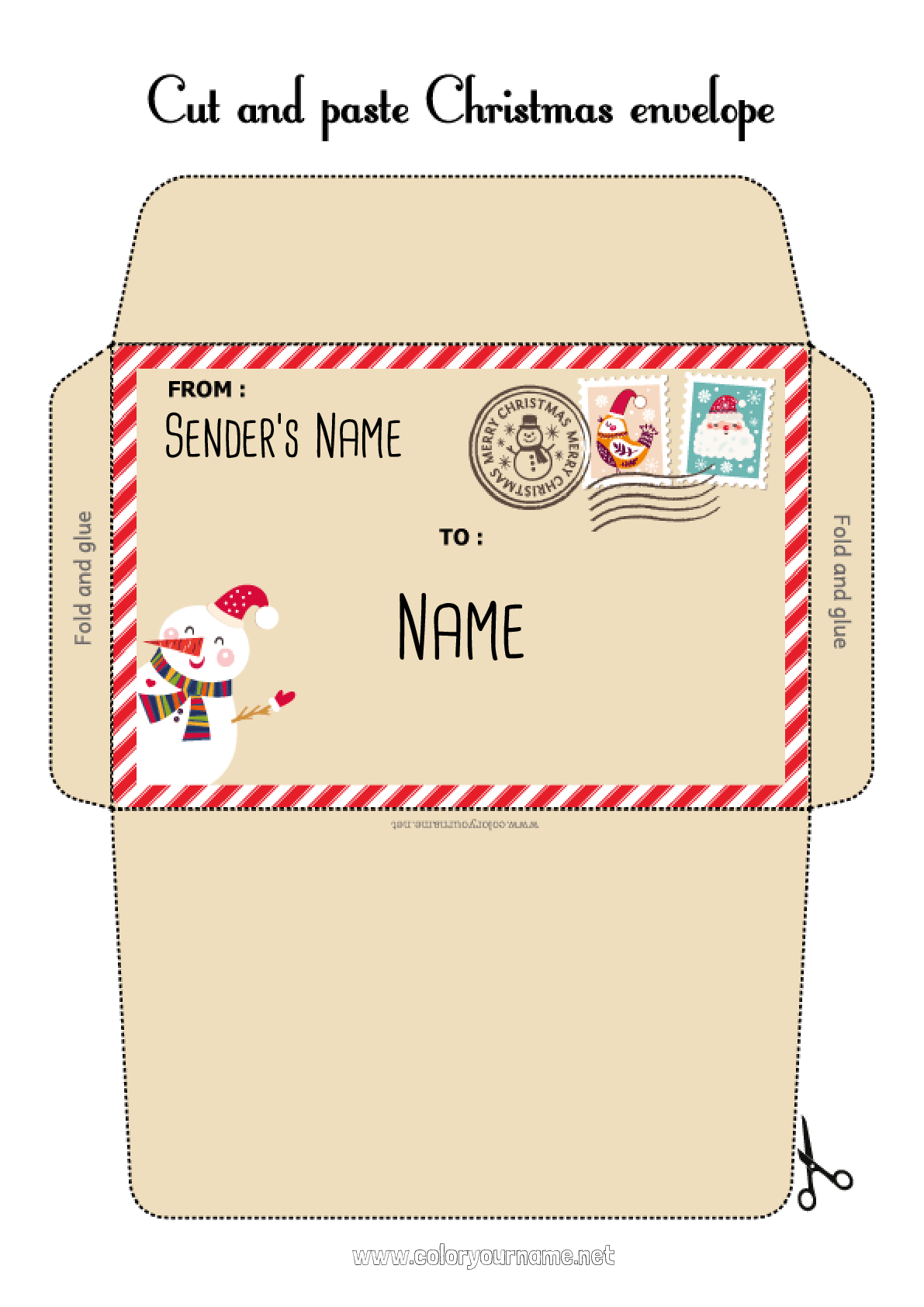 Coloring page No.3423 - Christmas Letter to Santa Claus Envelope