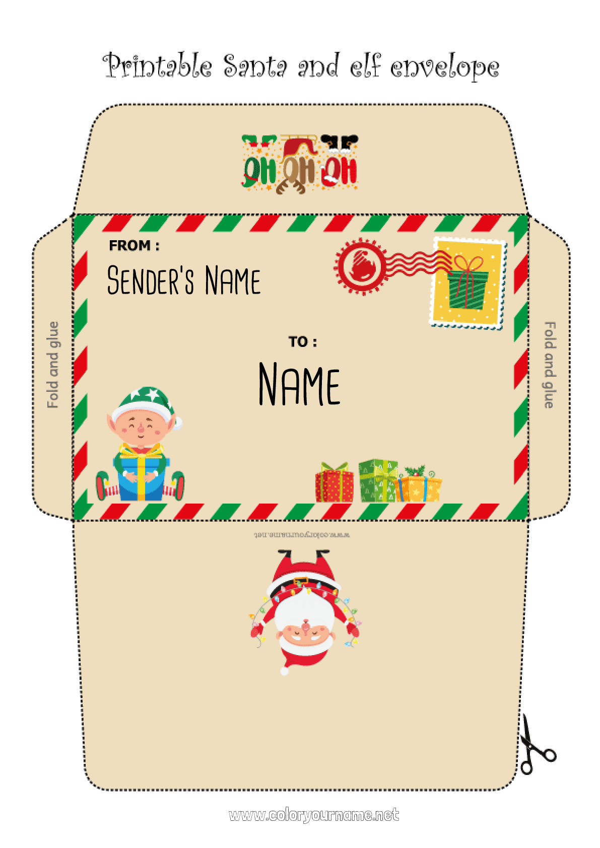 Coloring page No.3425 - Santa Claus Christmas elves Christmas