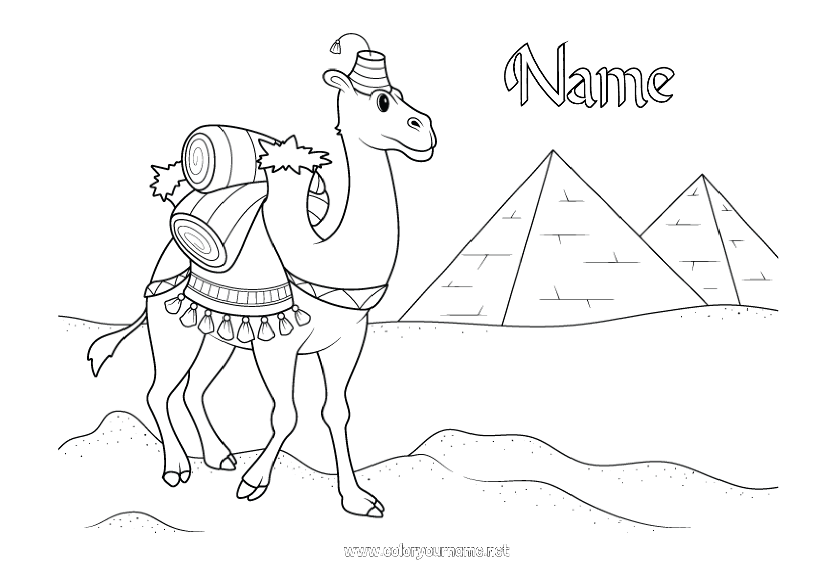 Coloring page No.3436 - Egypt Wild animals of Africa Pyramid
