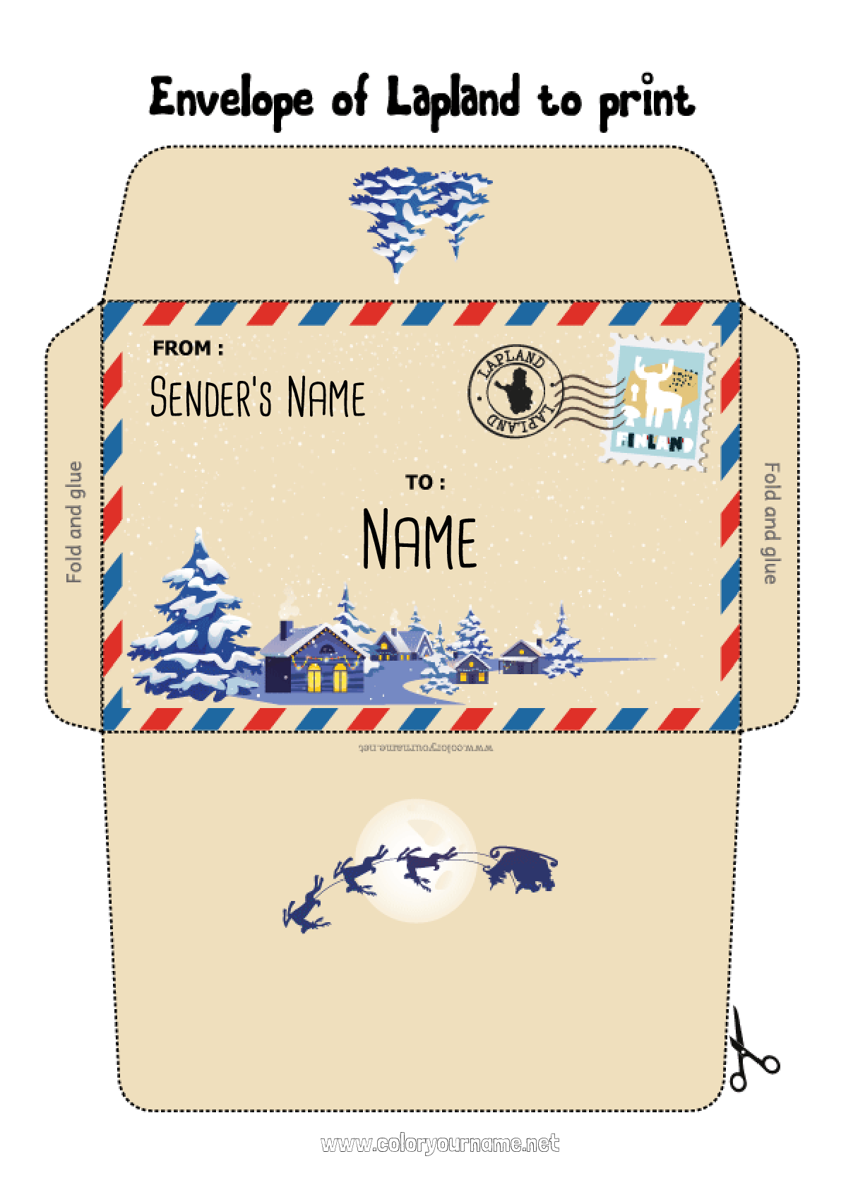 Coloring page No.3446 - Christmas Envelope Envelope to print