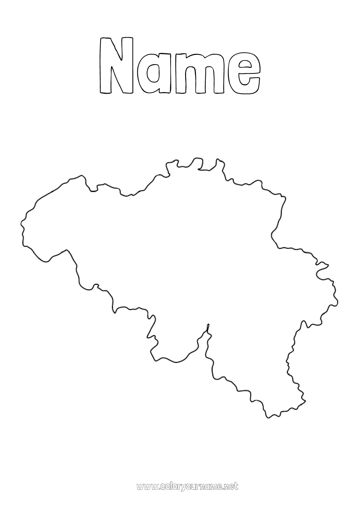 Coloring page No.3483 - Geography Belgium Country map