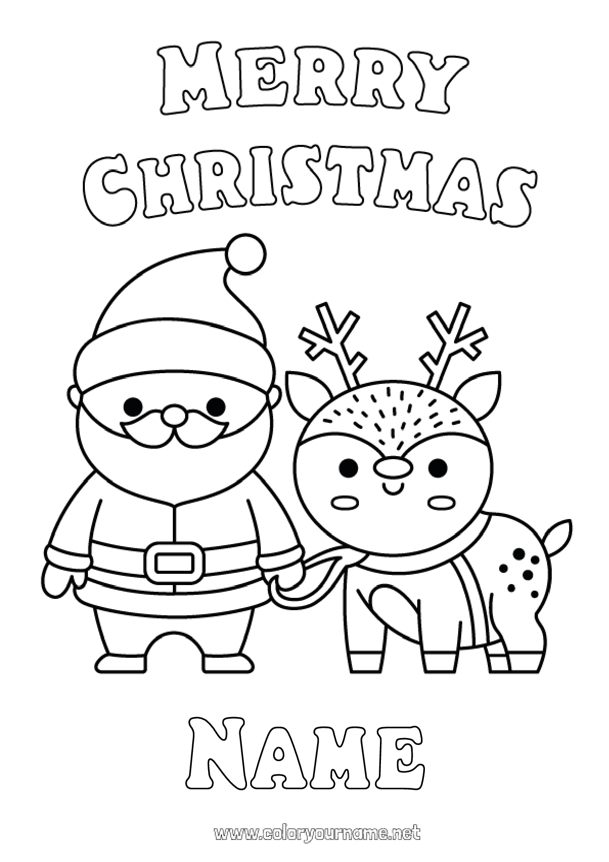 Coloring page No.3516 - Santa Claus Reindeer Christmas