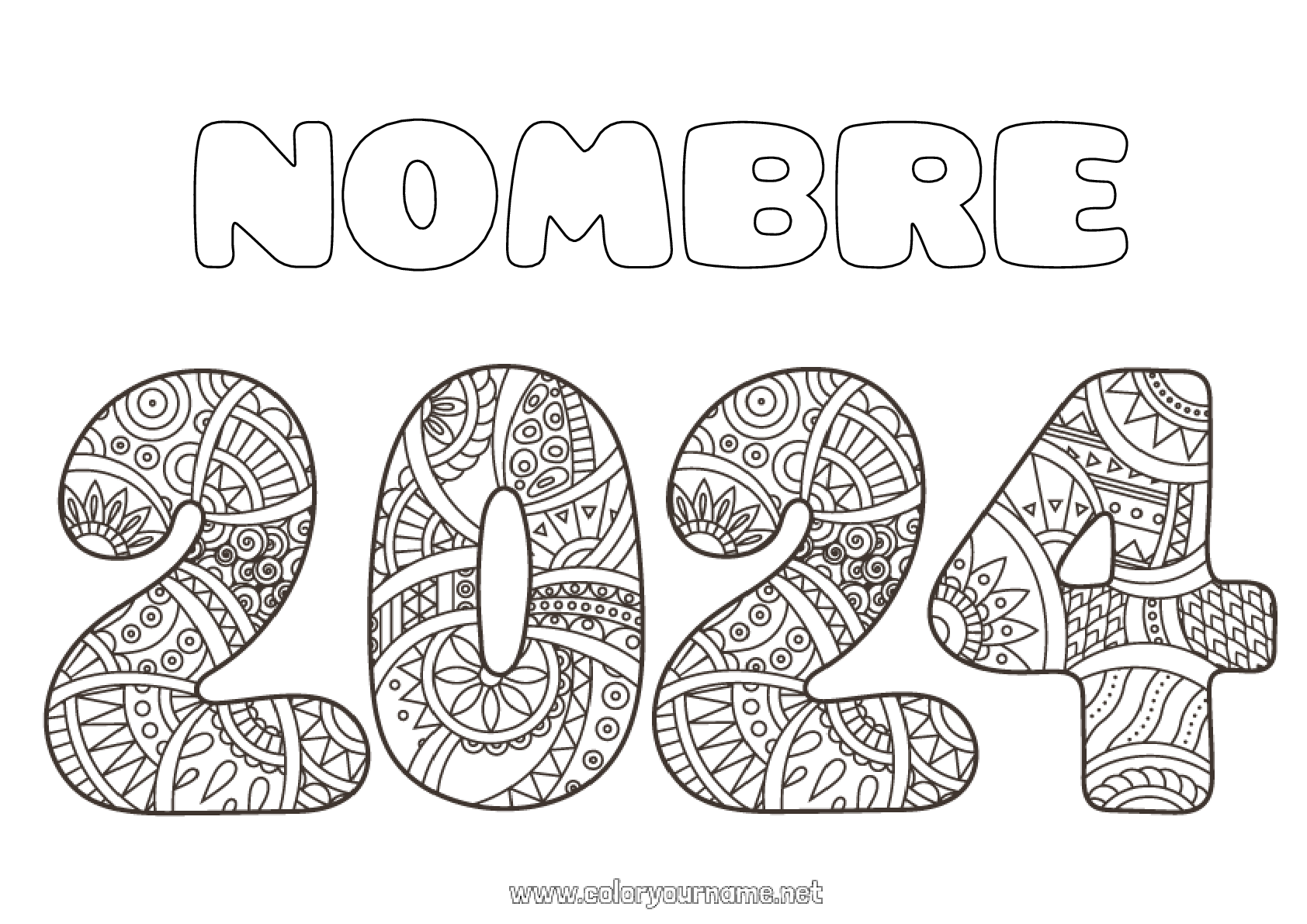 N De Colorear 3520 Feliz A O 2024   Moncoloriage 3520 Nombre 3 