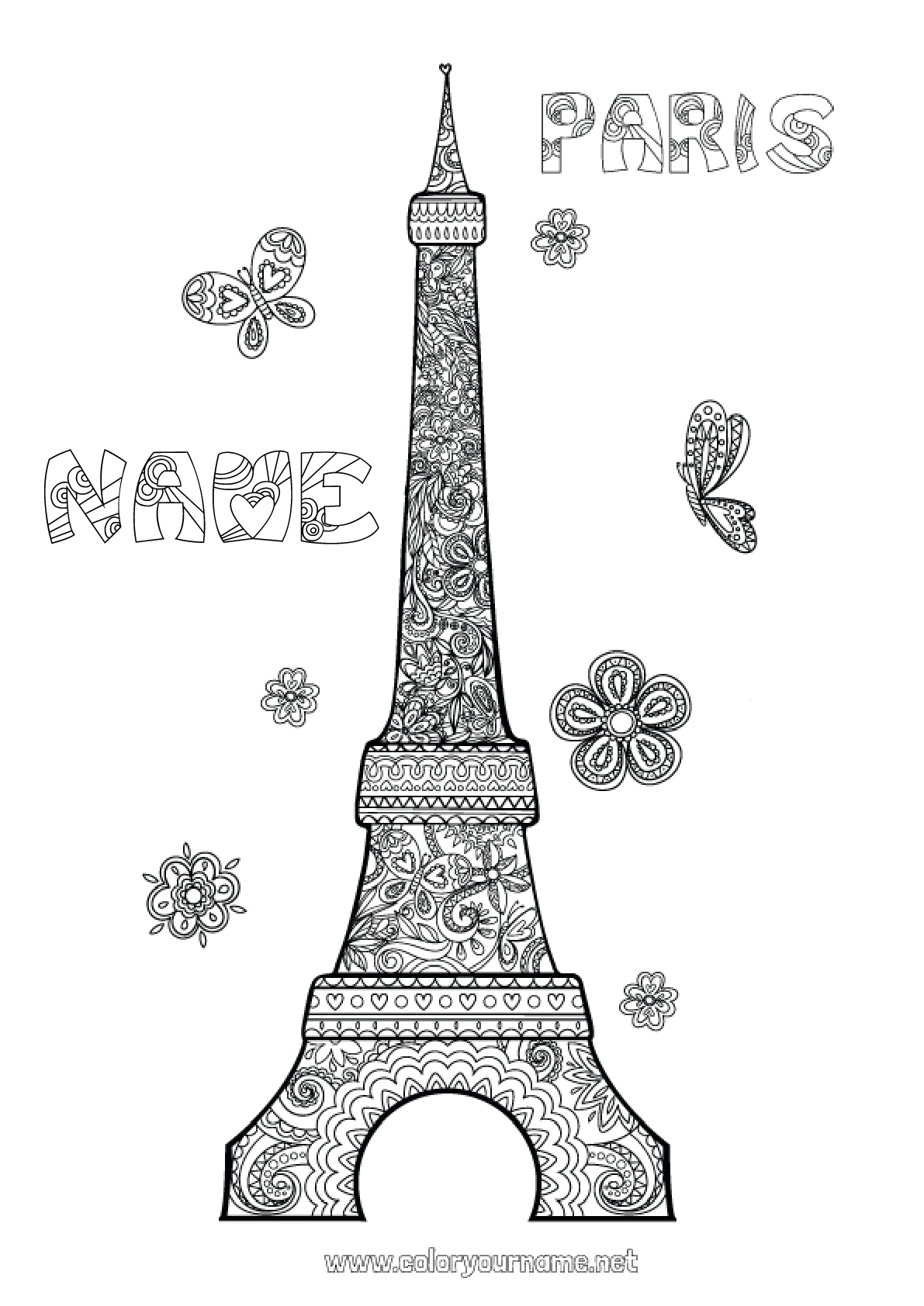 Coloring page No.3550 - France Complex coloring pages Zentangle