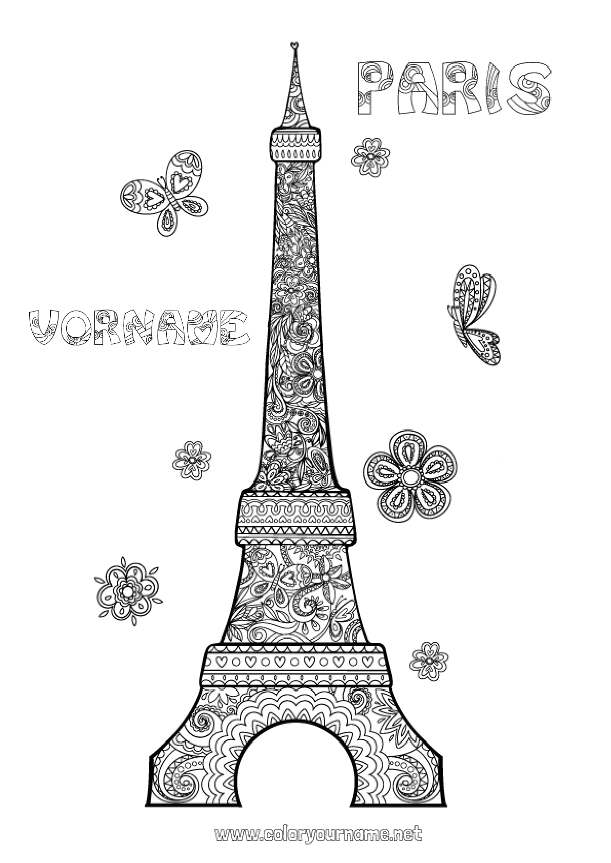 Malvorlage Nr.24   Frankreich Komplexe Ausmalbilder Zentangle