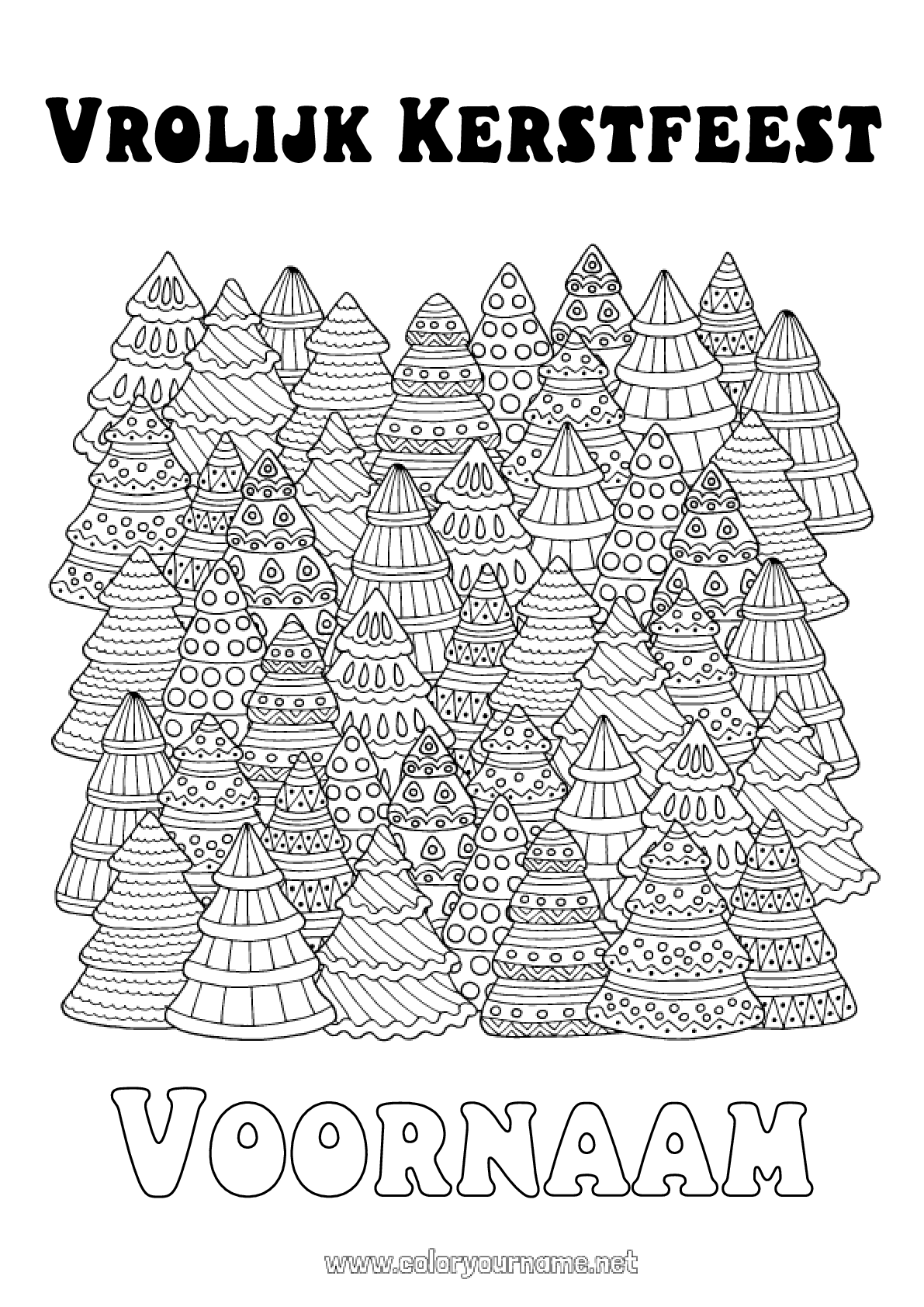 Kleurplaat nr.3562 Complex Kleurplaten Zentangle Kerstboom