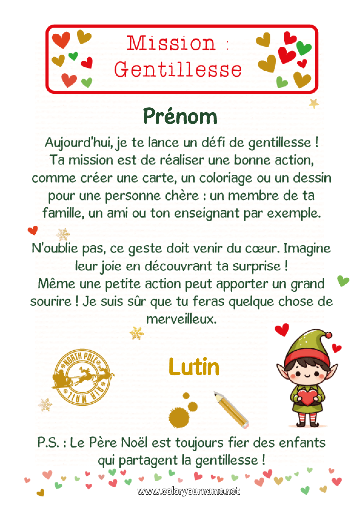 Coloriage n°3609 - Lutins de Noël Mission du lutin de Noël