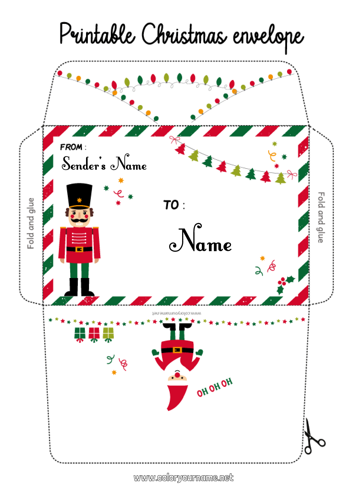 Coloring page No.3645 - Santa Claus Christmas Envelope
