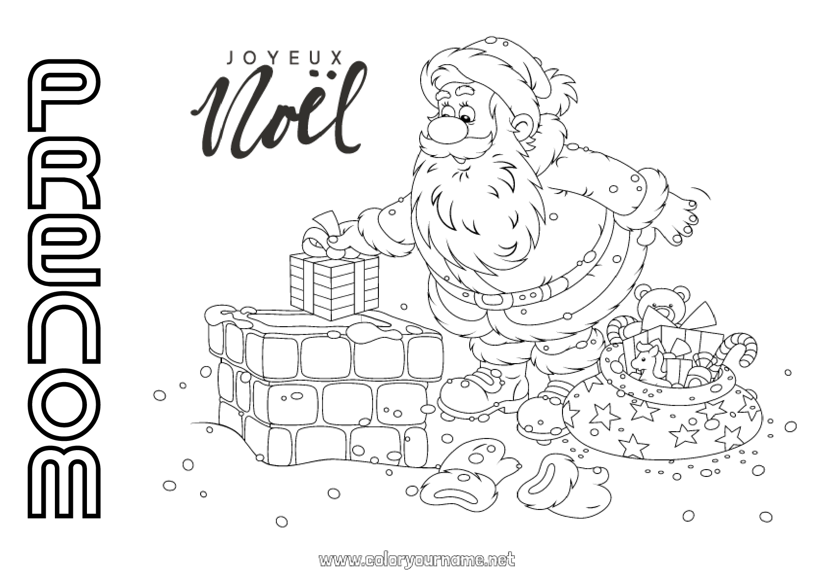 Père Noël avec cadeaux – Coloriages gratuits à imprimer