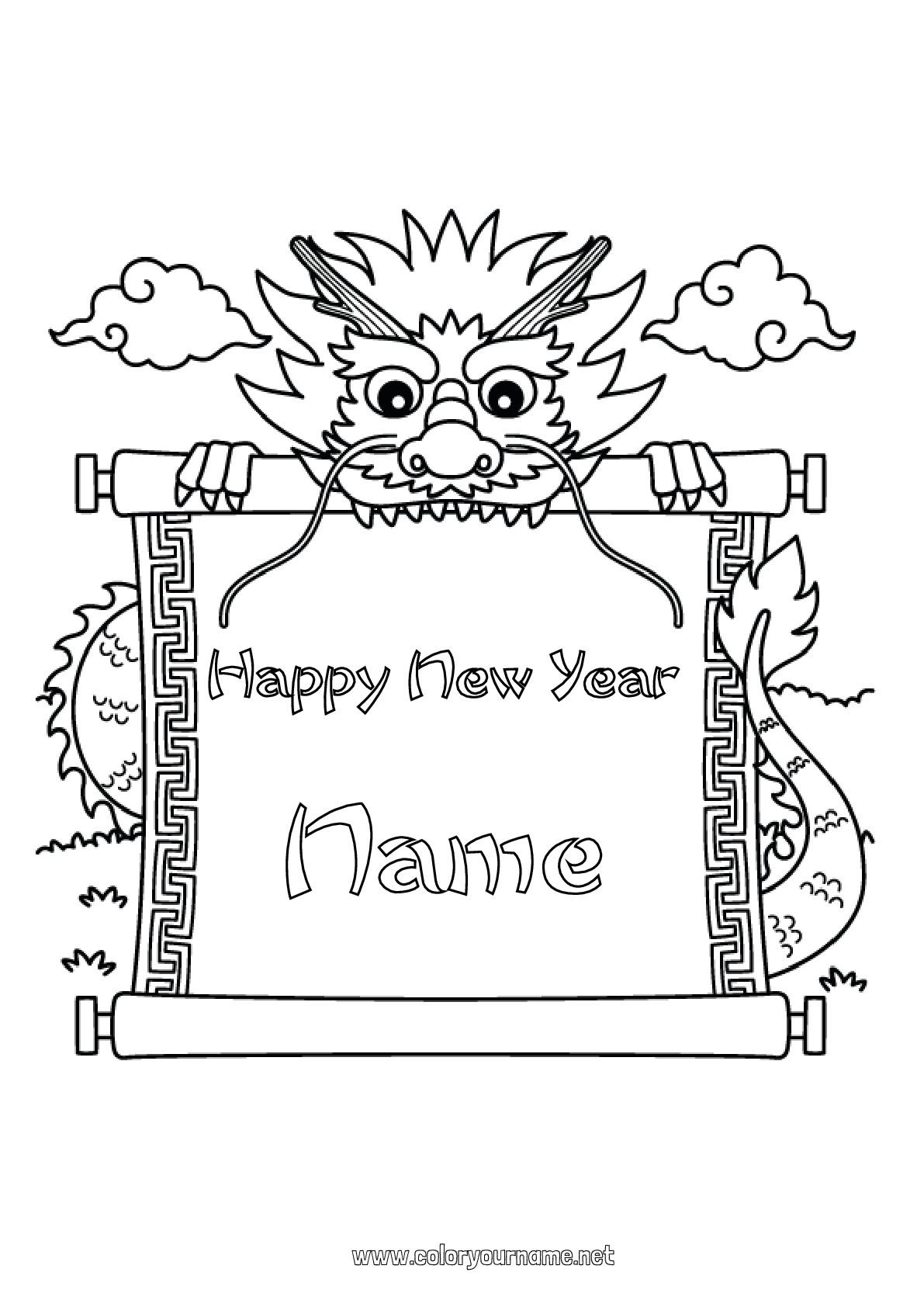 Coloring page No.3702 - Dragon Chinese New Year Dragons, unicorns and ...