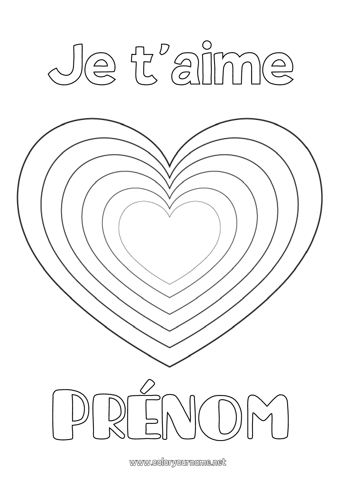 Coloriage n°3703 - Coeur Je t'aime Saint valentin